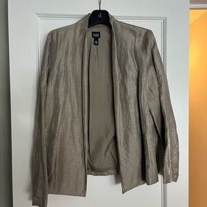 Eileen Fisher Elegant Grey Textured Silk Short Ladies Evening Jacket